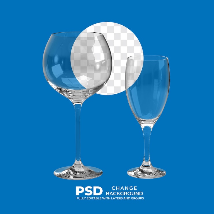 PSD un verre de vin vide de fantaisie psd transparent
