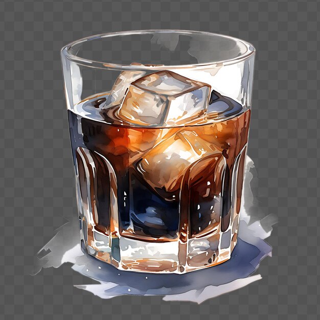 Un Verre De Whisky Avec De La Glace Et Des Cubes De Glace Dessus