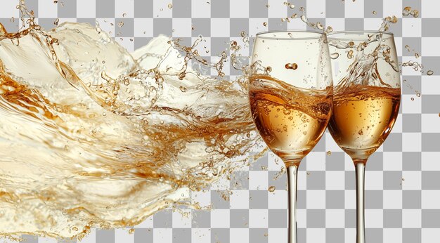 Des verres de champagne PNG isolés sur fond blanc créés avec la technologie d'intelligence artificielle générative
