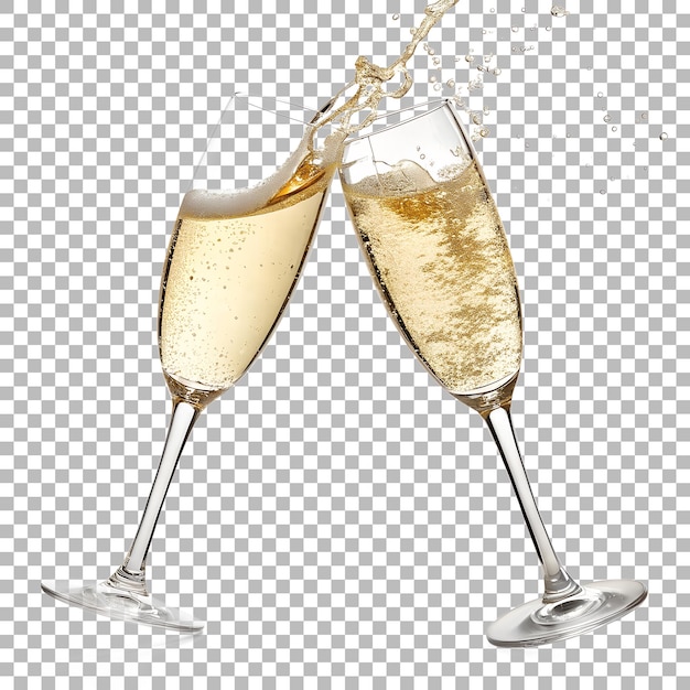 Des verres de champagne sonnent dans un toast de célébration.