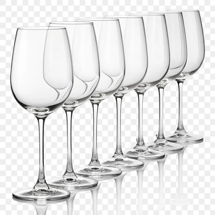 PSD verres de vin vides isolés sur un fond transparent