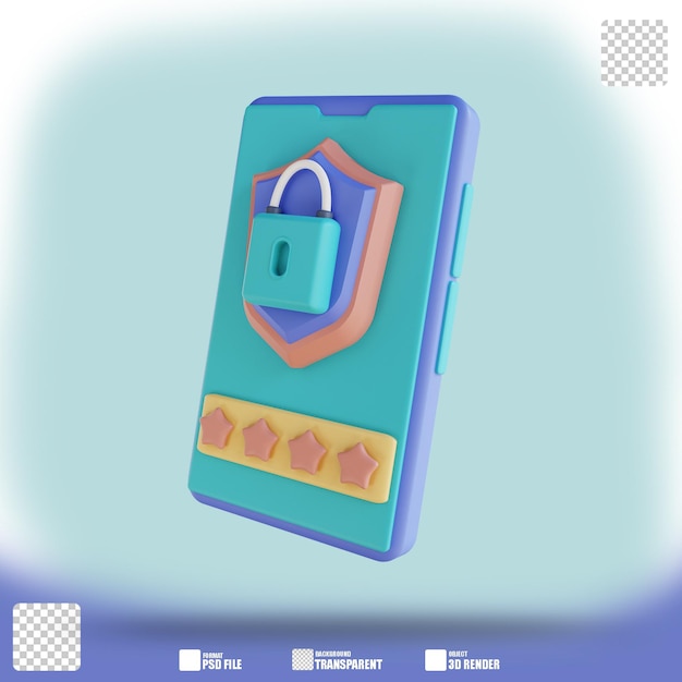 Verrou de mot de passe mobile illustration 3D 3