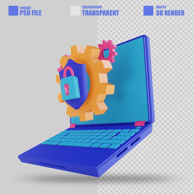PSD verrou de réglage de vitesse pour ordinateur portable illustration 3d