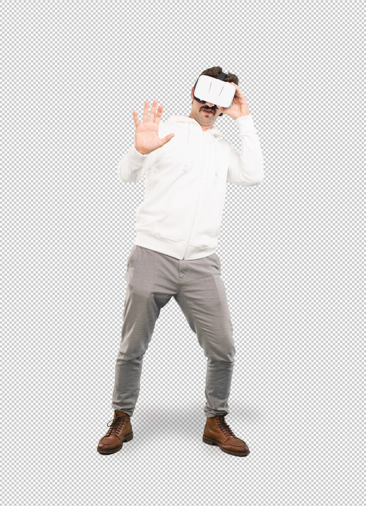 PSD verrückter mann mit vr-brille