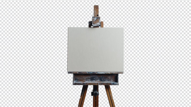 PSD un versátil caballete de madera para artistas con un lienzo en blanco listo para la expresión creativa en pinturas o proyectos fotográficos