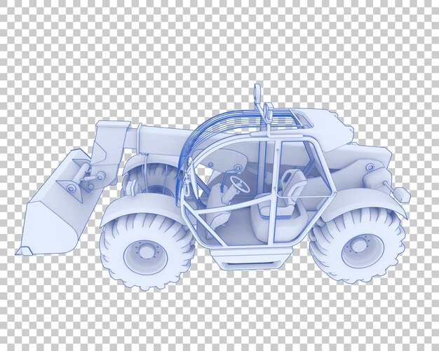Versatile excavator on transparent background 3d rendering illustration