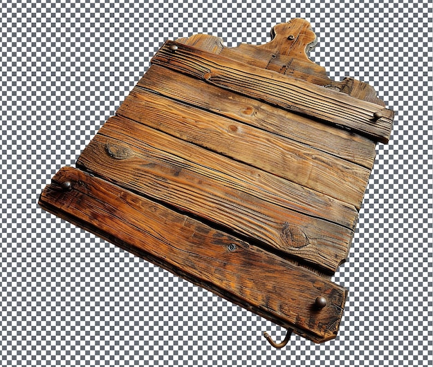 Verschiedene handgefertigte Holzschilder, die auf durchsichtigem Hintergrund isoliert sind