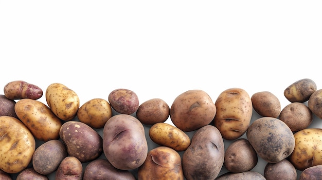 Verschiedene Kartoffeln vor weißem Hintergrund