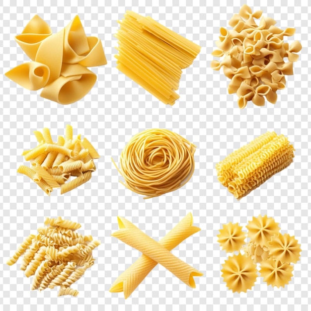Verschiedene Pastaformen Sammlung ungekochtes italienisches Essen Zutaten verschiedene Arten von Nudeln