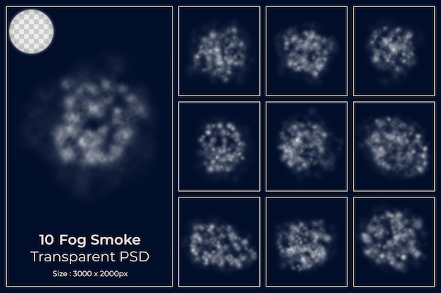 Verschiedene transparente formen des nebelrauchs sammlung