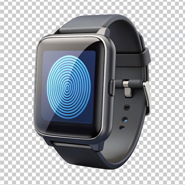 PSD verschlüsselte smartwatch mit biometrie-authentifizierung auf transparentem hintergrund