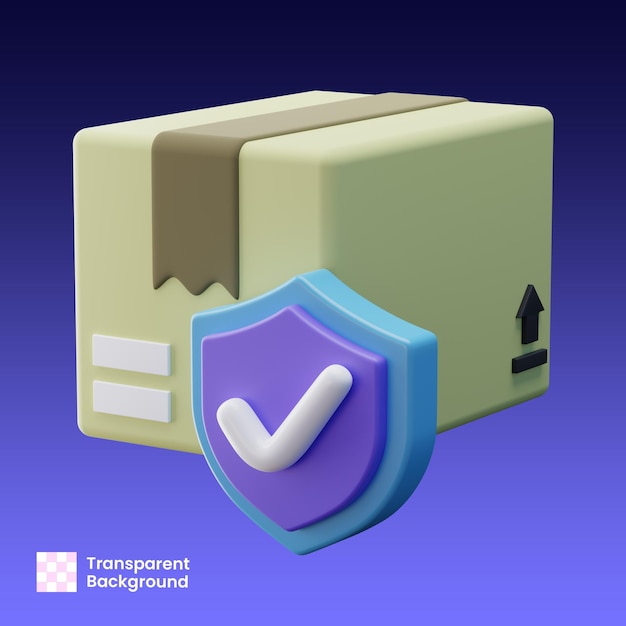 Versicherung für Versandpaketboxen 3D-Illustration