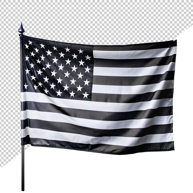 Versión en blanco y negro de la bandera de estados unidos sobre un fondo transparente