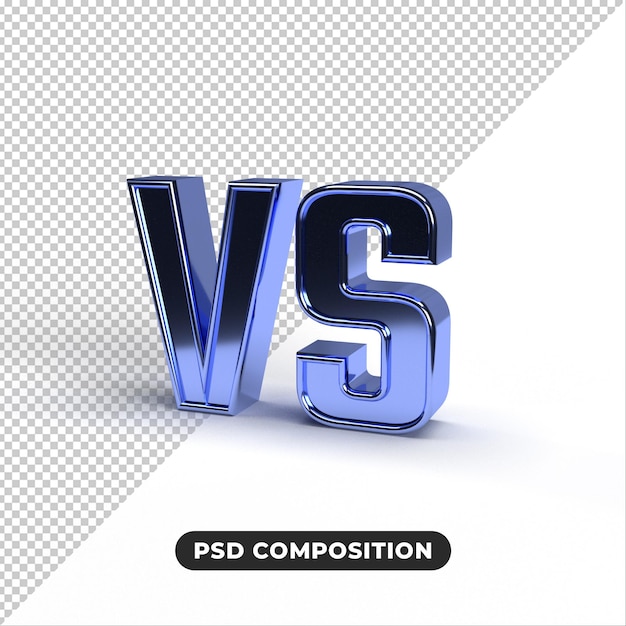 Versus concept - metall 3d VS lettere isolate su sfondo trasparente