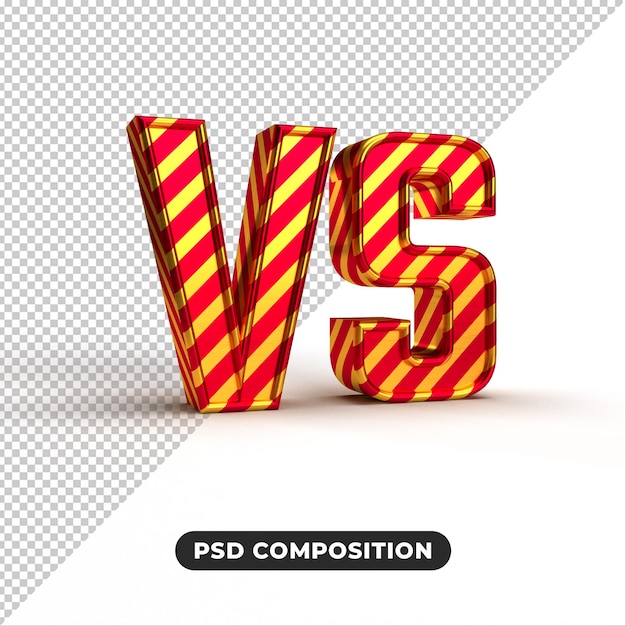 PSD versus concepto - metall 3d vs letras aisladas sobre fondo transparente