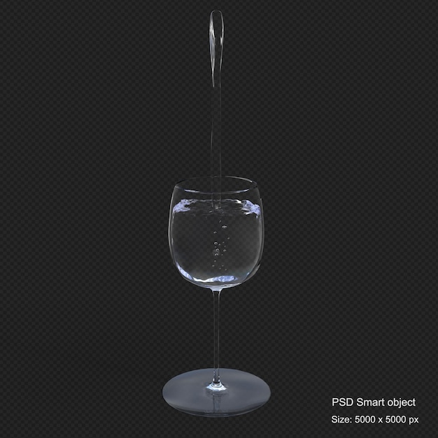 PSD verter agua en vidrio 3d render aislado