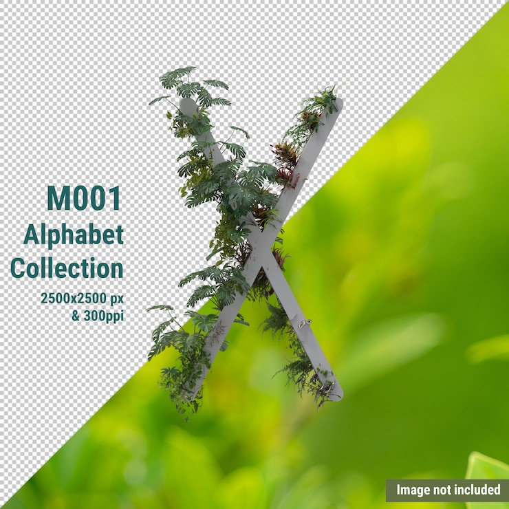 PSD vertical alphabet with green organic concept