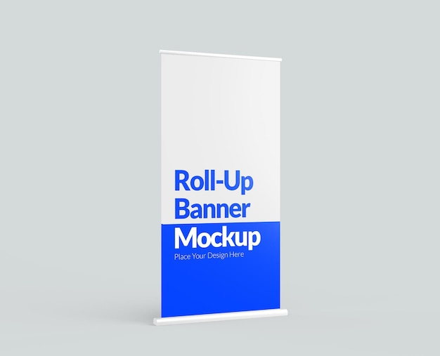 Vertical RollUp Banner Mockup in Outdoor Scene