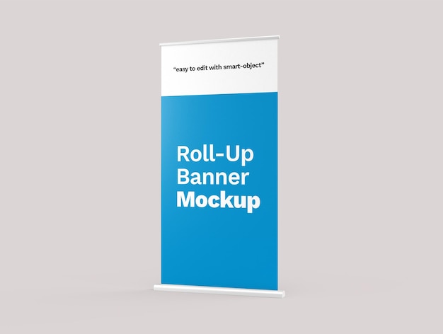 Vertical RollUp Banner Mockup in Outdoor Scene