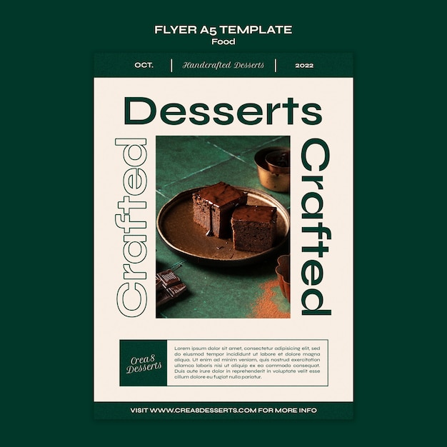 PSD vertikale flyer-vorlage für desserts