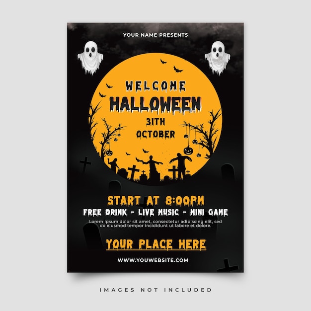 PSD vertikale halloween-flyer-vorlage