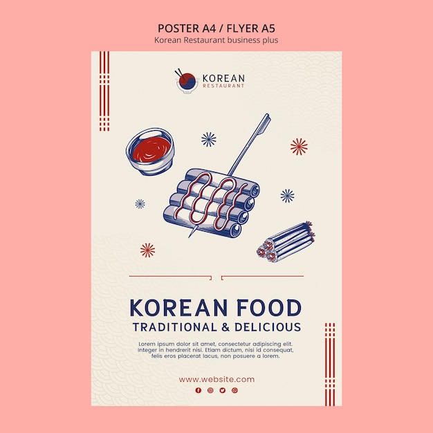 PSD vertikale plakatvorlage für ein traditionelles koreanisches restaurant