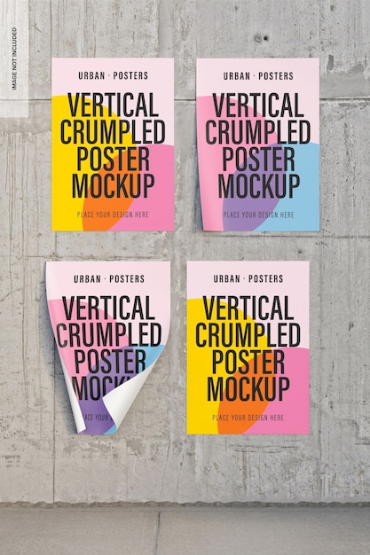 Vertikale zerknitterte poster im a2-format, vorderansicht