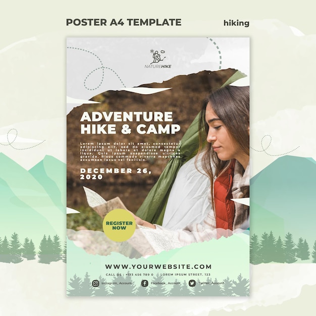 Vertikales Plakat für Naturwanderungen