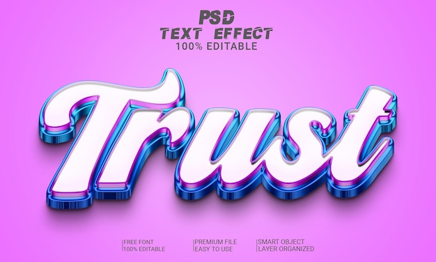 PSD vertrauen sie der 3d-texteffekt-psd-datei