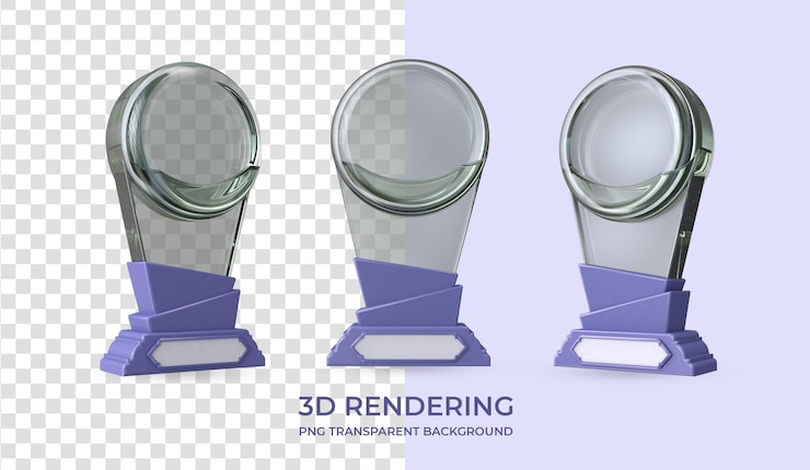 PSD very peri awarding trophy render 3d aislado fondo transparente