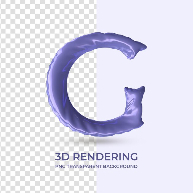 Very Peri Balloon Text Letra G renderizado 3d fondo transparente aislado