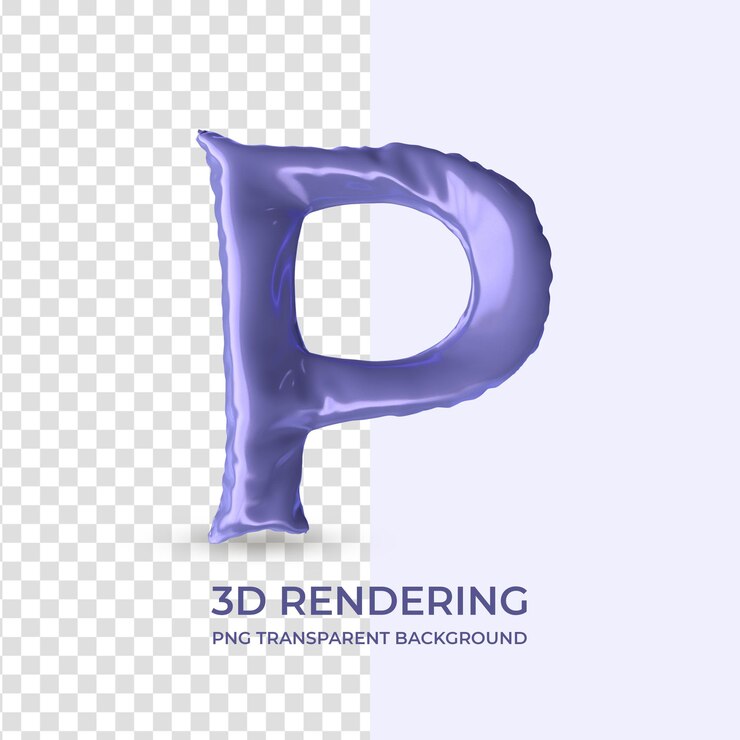 PSD very peri balloon text letra p renderizado 3d aislado fondo transparente