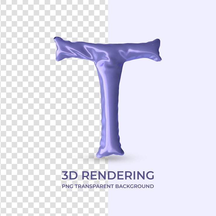 PSD very peri balloon text letra t renderizado 3d aislado fondo transparente