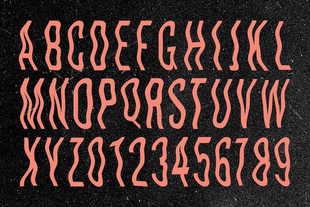 Verzerrte Retro-Alphabet-Schriftart