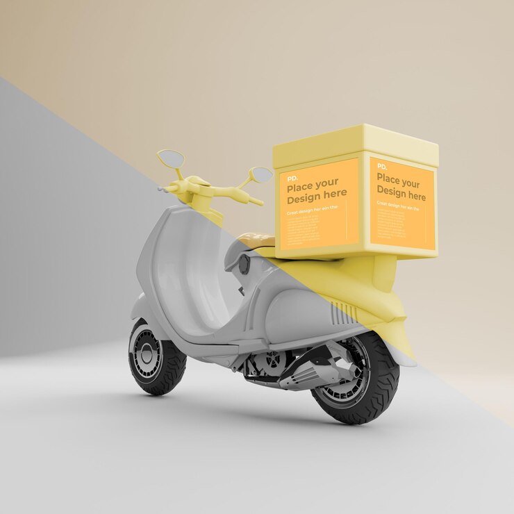 PSD vespa moto retour de livraison conception de maquette de couleur personnalisée psd