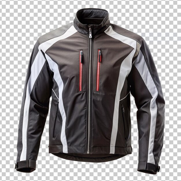 PSD veste de bicycliste en cuir avec doublure de soie rouge isolée sur fond transparent