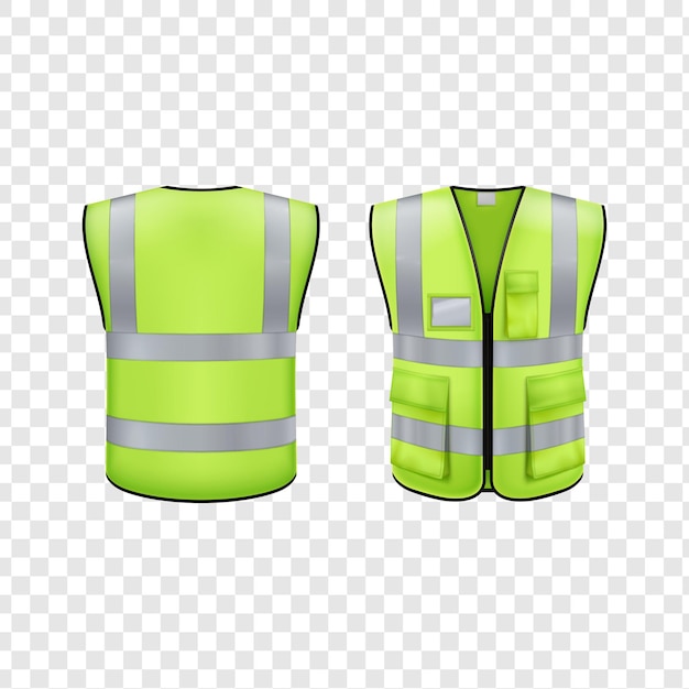 Veste de segurança de alta visibilidade Equipamento de trabalho refletivo isolado sobre um fundo transparente