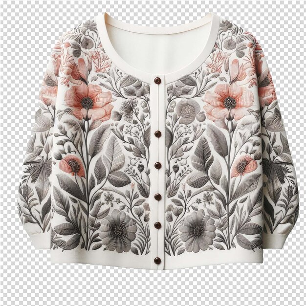 PSD une veste avec des fleurs sur elle est montrée avec un motif floral