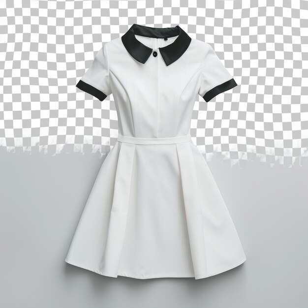 PSD un vestido blanco con borde negro y borde negro se muestra con borde negro