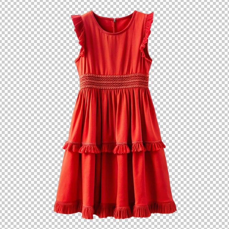 PSD vestido de borla roja en fondo transparente
