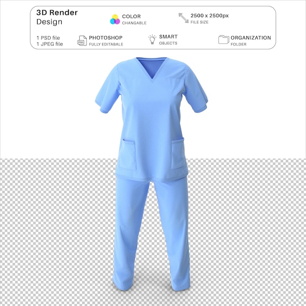 PSD vestido de cirujana en 3d modelo de archivo psd