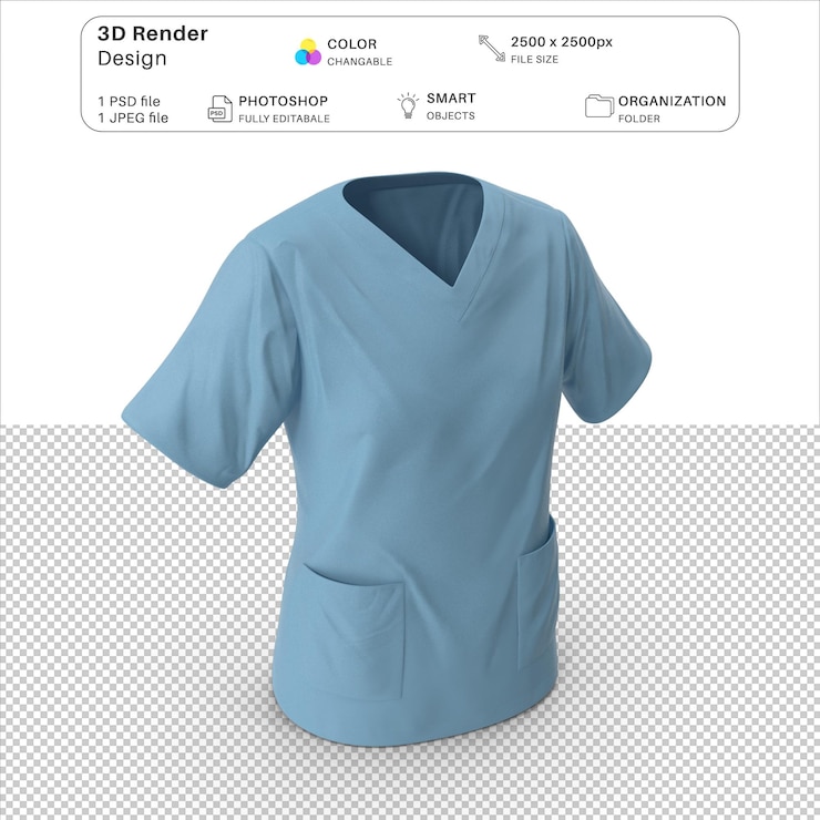 PSD vestido de cirujana en 3d modelo de archivo psd