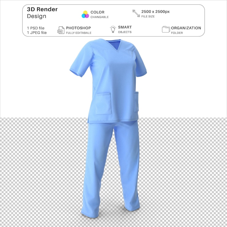 PSD vestido de cirujana en 3d modelo de archivo psd