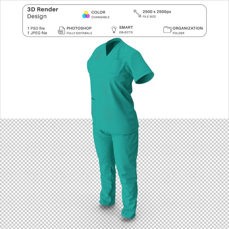 PSD vestido de cirujana en 3d modelo de archivo psd