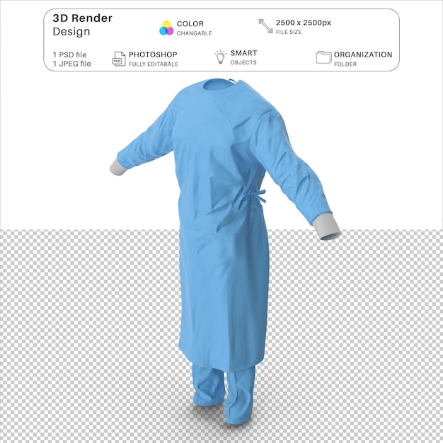 Vestido de cirujano Modelado 3D PSD