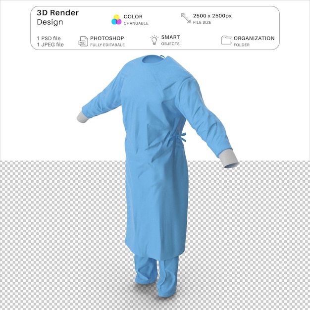 Vestido de cirujano modelado 3d psd
