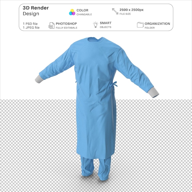Vestido de cirujano Modelado 3D PSD