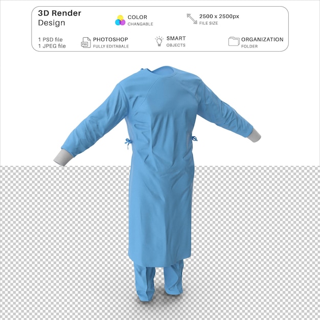 Vestido de cirujano Modelado 3D PSD