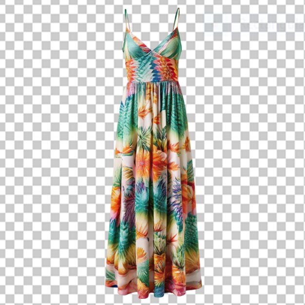 PSD vestido de correa maxi de verano en fondo transparente