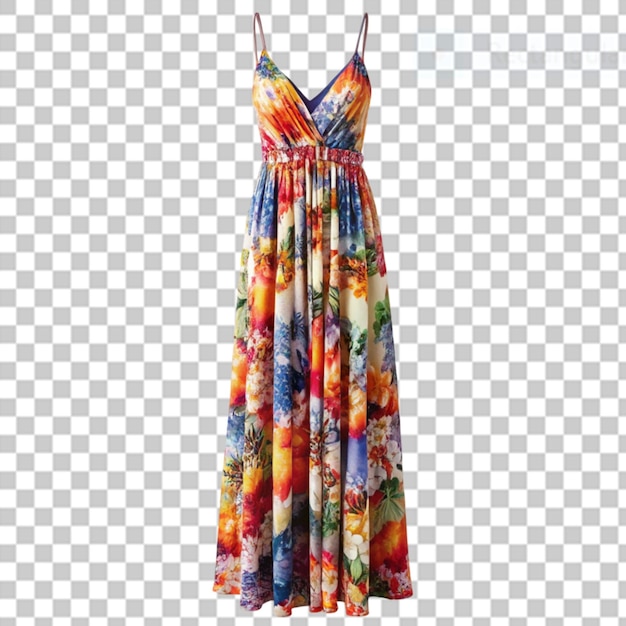 PSD vestido de correa maxi de verano en fondo transparente